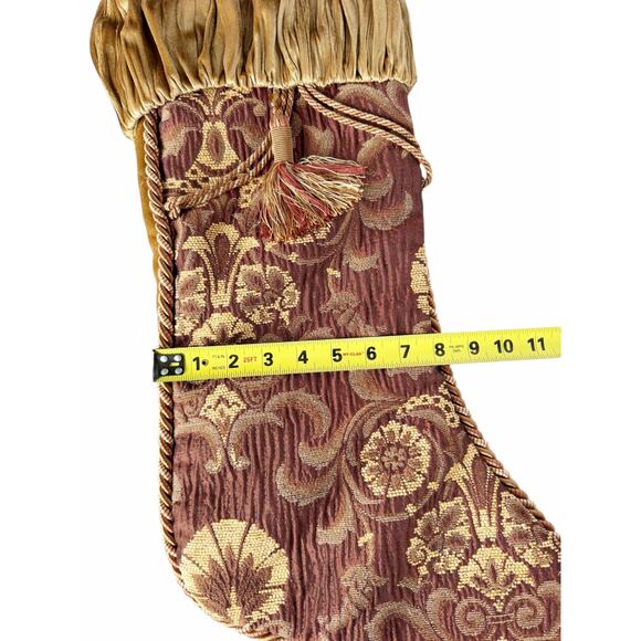Villa Bacci Velvet Gold Quilted Paisley Patch Vintage Christmas Stocking - Picture 10 of 10
